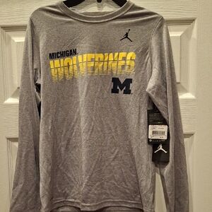 Nike Gray and Yellow Michigan Wolverines Long Sleeve Tee